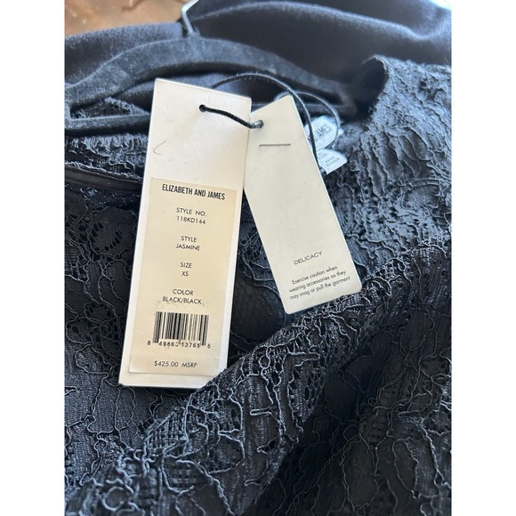 Elizabeth James Dress Women Size XS Black Lace Sheath Sleeveless Mini Button NWT - Picture 11 of 11